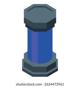 Ilustración isométrica de una fuente de energía mágica que brilla en azul