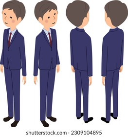 It is an isometric illustration of a man in a suit.