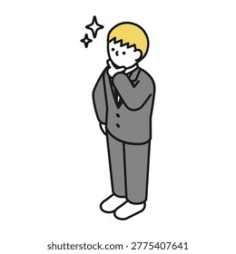 Isometric illustration: A man in a suit showing off