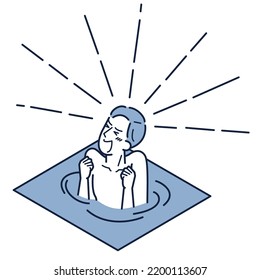 It is an isometric illustration of a man who is refreshing after taking a water bath, which is the main dish after the sauna.