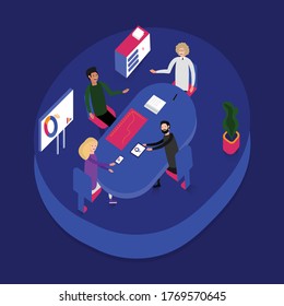 isometric illustration for marketing and business meetings