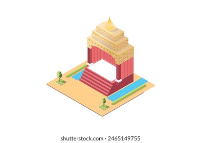 Isometric Illustration of a Music Event stage, 3d Concept Isometric View of Concert Party Background and Stage Landscape.