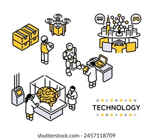 Isometric illustration of new technology