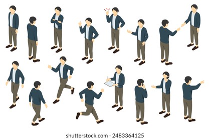 Isometric illustration: office casual men set