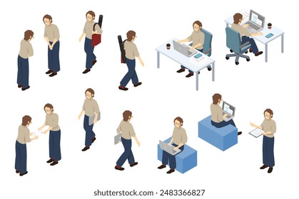 Isometric illustration: office casual woman 2