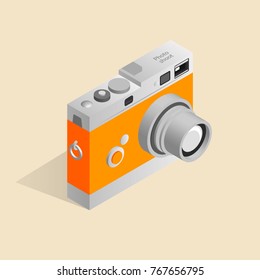 Isometric illustration of an old retro camera.