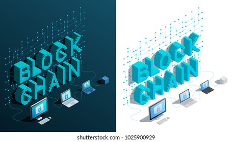 Isometric illustration on the theme of blockchain