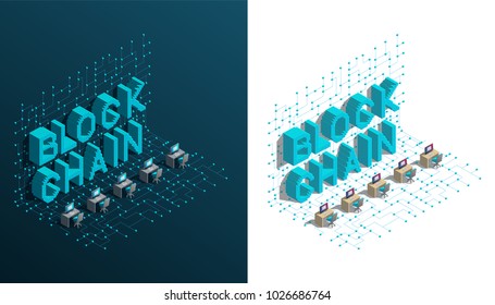 Isometric illustration on the theme of blockchain