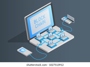 Isometric illustration on the theme of blockchain