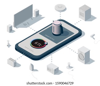 Isometric illustration on the theme of smart home.