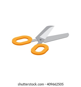 Isometric illustration on a white background with the image of scissor. Vector illustration.