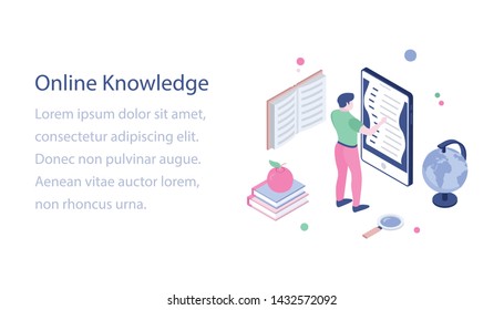 
Isometric illustration of online knowledge design
