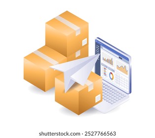 Isometrische Darstellung der Paketzustelldatenanalyse