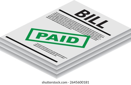 Ilustração isométrica de Paid Bill