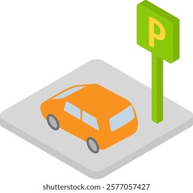 Isometric illustration of parking lot image