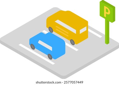 Isometric illustration of parking lot image