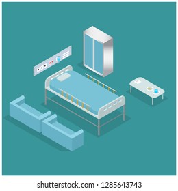 isometric illustration patient-care areas, vector illustration