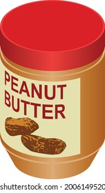 Isometric Illustration of Peanut Butter Jar