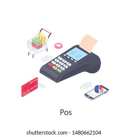 Isometric illustration of pos machine