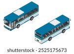 Isometric illustration: public blue bus