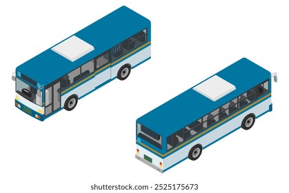 Isometric illustration: public blue bus