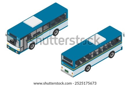 Isometric illustration: public blue bus