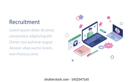 
Isometric illustration of recruitment process
