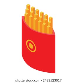 Isometric illustration of a red box full of french fries