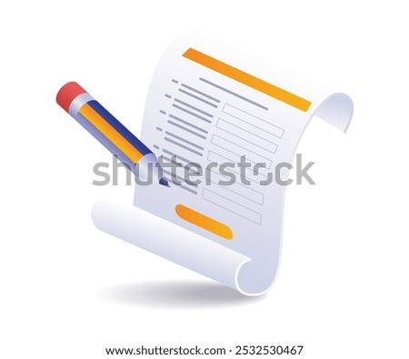 Isometric illustration registration form sheet