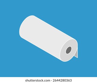 Isometric illustration of a roll of paper against a blue background.  Perfect for concepts of abundance, potential, or new beginnings.