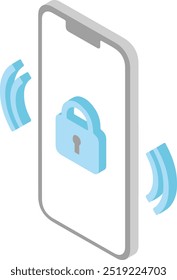 Isometric illustration of a securely locked smartphone 2