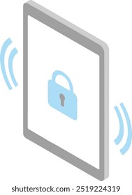 Ilustração isométrica de um dispositivo para tablet travado com segurança 1