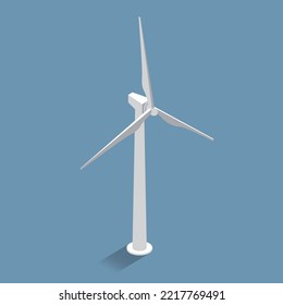 Isometrische Illustration eines scharfen und kühlen Windparks.