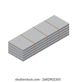An isometric illustration showing a bundle of stacked metal plates used in construction sites and industrial settings.