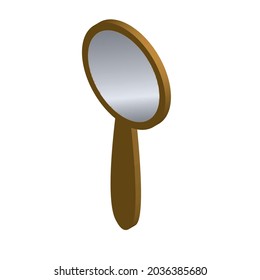 pequeño espejo isométrico o lupa de detective aislado en blanco. Ilustración del vector