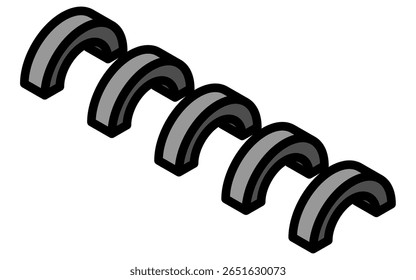 Isometric illustration of a simple line drawing of a track (400 meters), Vector Illustration