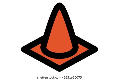 Isometric illustration of a simple line drawing of a triangular cone, Vector Illustration