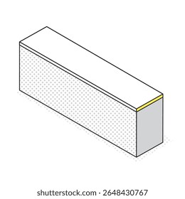 Ilustração isométrica de um balcão de recepção simples e reto usado em escritórios e instalações públicas.