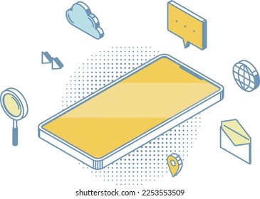It is an isometric illustration of a smartphone.