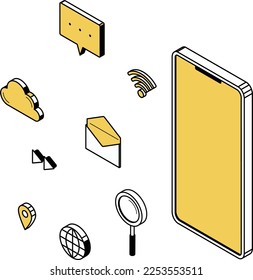 It is an isometric illustration of a smartphone.