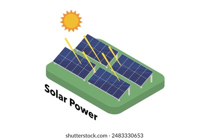 Ilustración isométrica: generación de energía solar