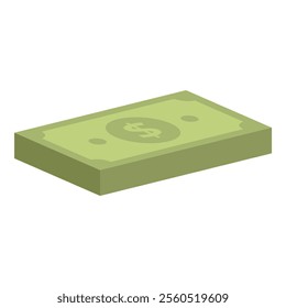 Isometric illustration of a stack of dollar bills with the top bill facing up