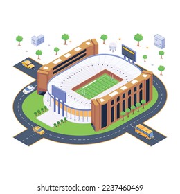 An isometric illustration of stadium 