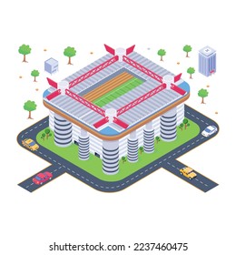 An isometric illustration of stadium 