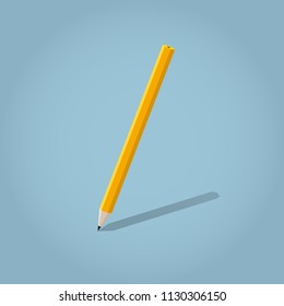 Isometric illustration of standing pencil. Writing or signing pencil concept.