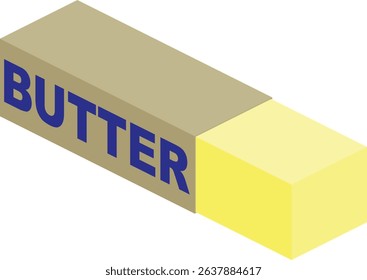 Isometric Illustration of a Stick of Butter