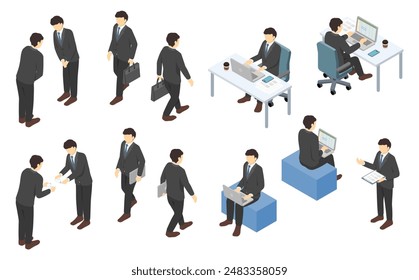 Isometric illustration: suit business men 2