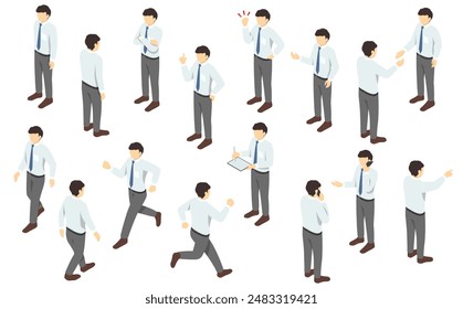 Isometric illustration: Suit man (shirt) 1