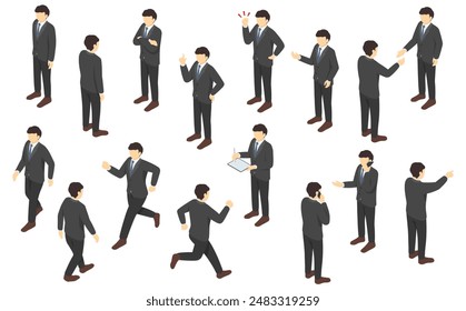 Isometric illustration: suit men set 1