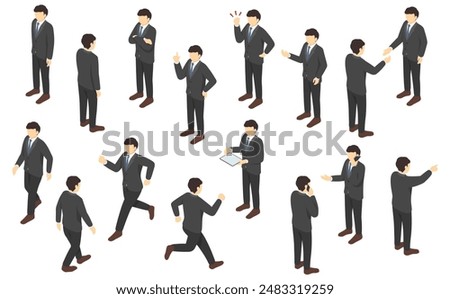 Isometric illustration: suit men set 1